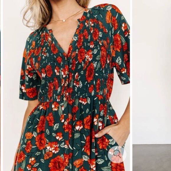 Baltic Born Botega Midi Dress Jade Green Floral Plus Size 1XL NEW NWT - Picture 11 of 12